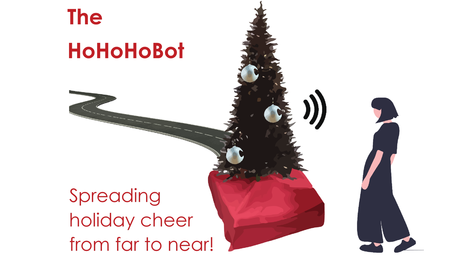 HohohoBot cover image: rendering of moving christmas tree with the caption spreading holiday cheer from far to near