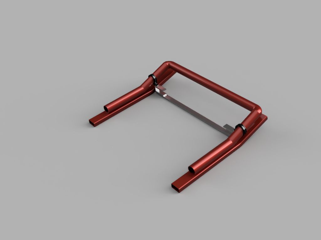 Rendering of CAD for gait trainer with attachment to slide platform in.
