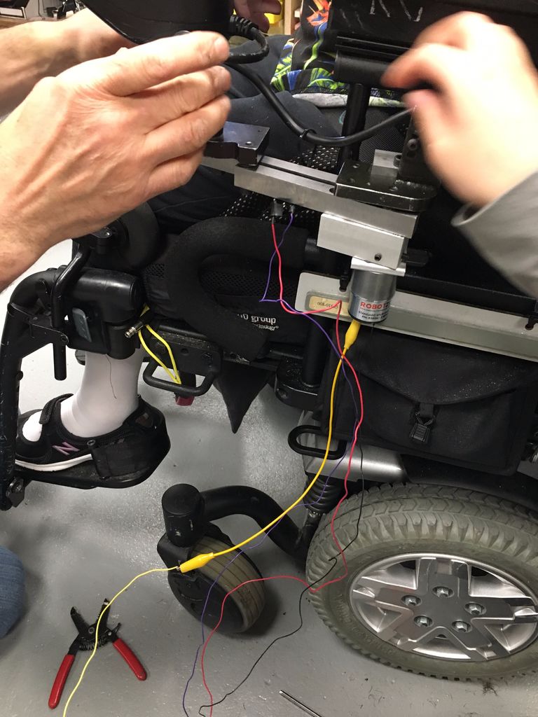 Final prototype installed on Rhonda's wheelchair for testing